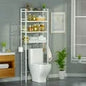 Capri Over The Toilet Storage Shelf, 4-Tier Freestanding Bathroom Organizers and Storage, above Toilet Space Saver Rack with Adjustable Shelves, Toilet Paper Holder and 9-Hooks, White