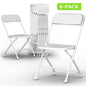 Capri White Plastic Folding Chair 6 Pack with Steel Frame, Hold up to 350 lbs, Indoor Outdoor Portable Stackable Event Chair Commercial Seat for Dining Wedding Party Office Picnic Kitchen