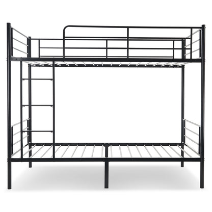 Twin-Over-Full Metal Bunk Bed with Ladder and Guardrails