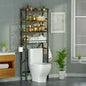 Capri Over The Toilet Storage Shelf, 4-Tier Freestanding Bathroom Organizers and Storage, above Toilet Space Saver Rack with Adjustable Shelves, Toilet Paper Holder and 9-Hooks, Rustic Brown