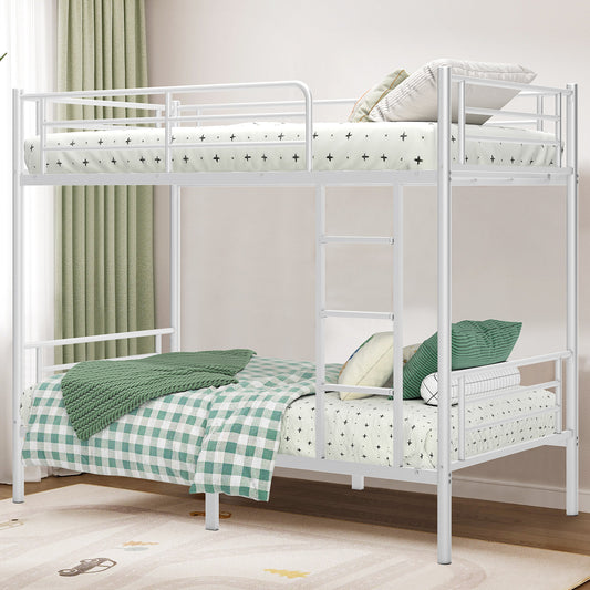 Capri Metal Twin over Twin Bunk Bed, Noise Free, Heavy-duty, 400 lbs Capacity, White