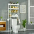 Capri 4-Tier Over-the-Toilet Storage Shelf, Bathroom Organizer Shelf Over Toilet, Freestanding Space Saver Rack with Adjustable Shelf and Basket, White