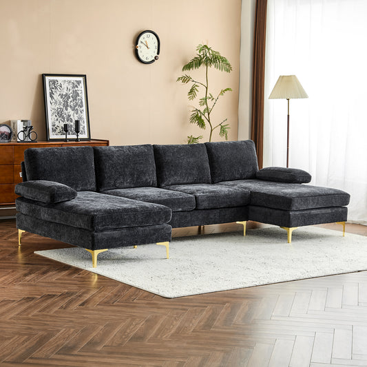 capri  Comfortable Chenille U-Shaped Sectional Sofa Couch