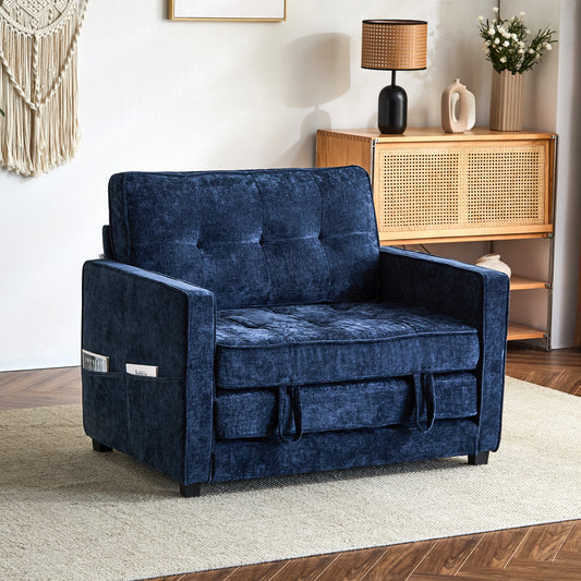 capri Fabric Loveseat Sleeper Sofa with Storage Pocket