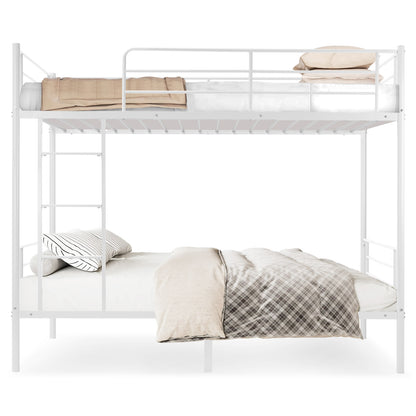 Twin-Over-Full Metal Bunk Bed with Ladder and Guardrails