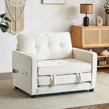 capri Fabric Loveseat Sleeper Sofa with Storage Pocket