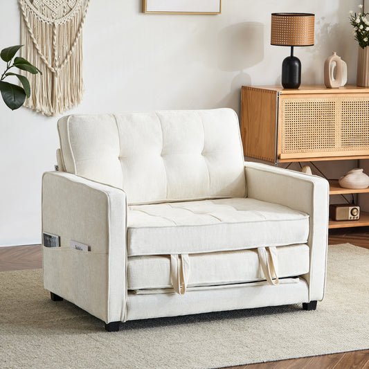 capri Fabric Loveseat Sleeper Sofa with Storage Pocket