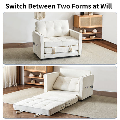 capri Fabric Loveseat Sleeper Sofa with Storage Pocket