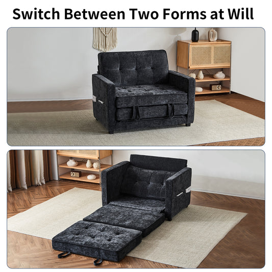 capri Fabric Loveseat Sleeper Sofa with Storage Pocket