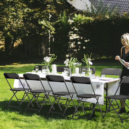 Capri Black Plastic Folding Chair 6 Pack with Steel Frame, Hold up to 350 lbs, Indoor Outdoor Portable Stackable Event Chair Commercial Seat for Dining Wedding Party Office Picnic Kitchen