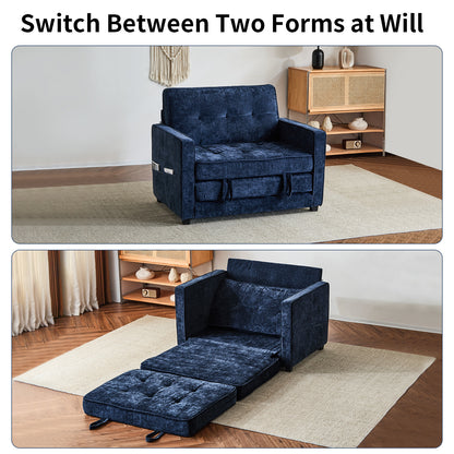 capri Fabric Loveseat Sleeper Sofa with Storage Pocket
