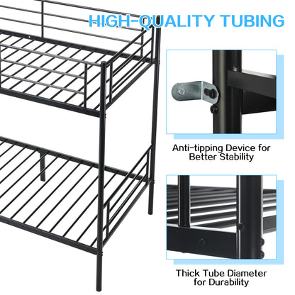Twin-Over-Full Metal Bunk Bed with Ladder and Guardrails