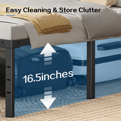 Capri Full Bed Frame, 18 Inch Metal Platform Bed Frame, Heavy Duty, No Box Spring Needed, Easy Assembly, Black