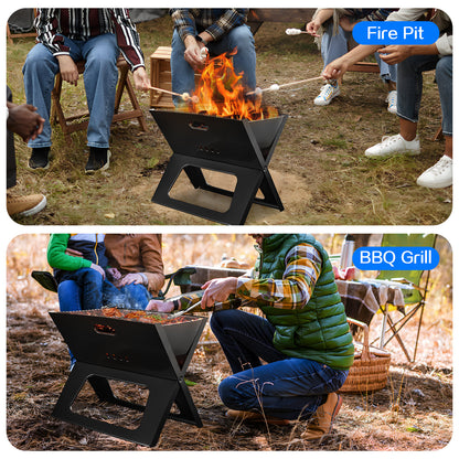 Capri Portable Charcoal Grill, Camping Campfire Grill, Foldable BBQ Grill, Fire Pit Grill for Outdoor Cooking, Bonfire, Patio, Backyard, Easy to Carry and Assembly