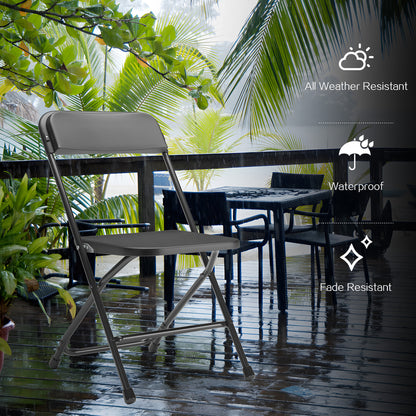 Capri Black Plastic Folding Chair 10 Pack with Steel Frame, Hold up to 350 lbs, Indoor Outdoor Portable Stackable Event Chair Commercial Seat for Dining Wedding Party Office Picnic Kitchen