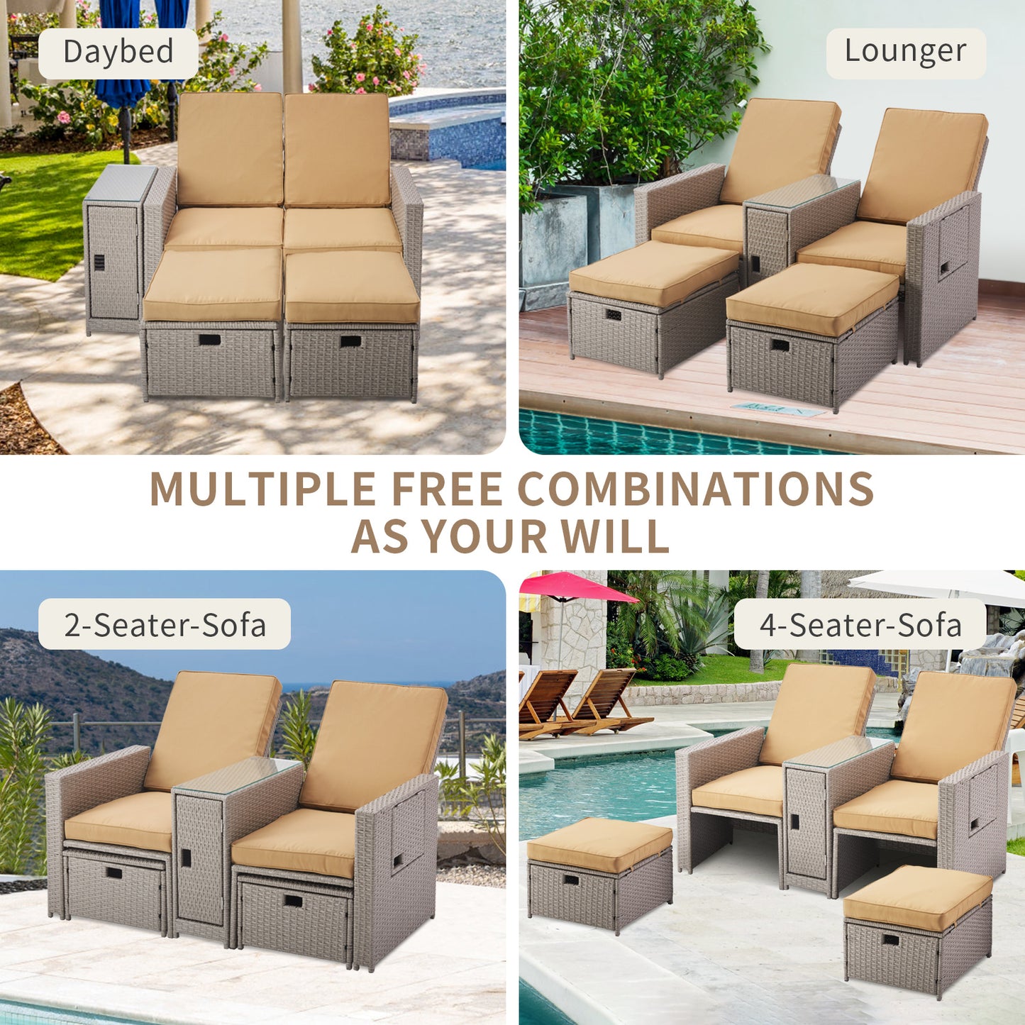 Double Wicker Sofa Set