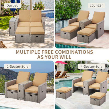 Double Wicker Sofa Set