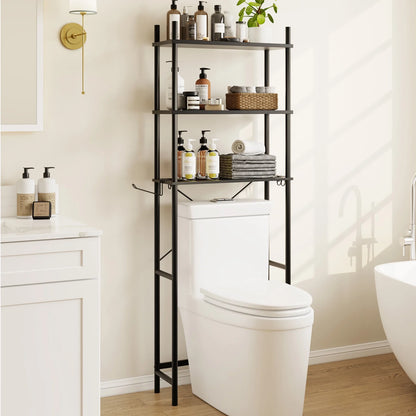 Capri 3-Shelf Over the Toilet Storage, Freestanding Metal Bathroom Organizers and Storage Shelf, Black
