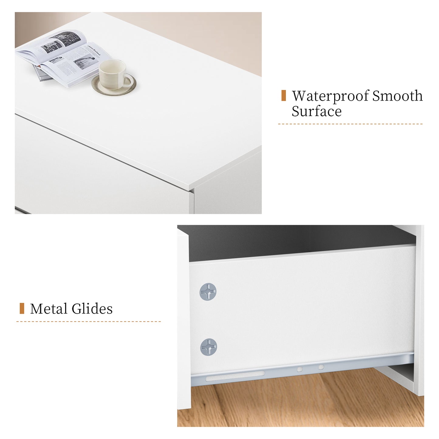 Capri White 3 Drawer Dresser, Modern Storage Wide Chest of Drawer,Wooden Dresser Storage Cabinet Bedside Nightstand for Bedroom Living Room