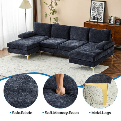 capri  Comfortable Chenille U-Shaped Sectional Sofa Couch