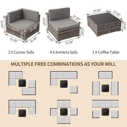 Capri 7 Pieces Patio Wicker Furniture Set