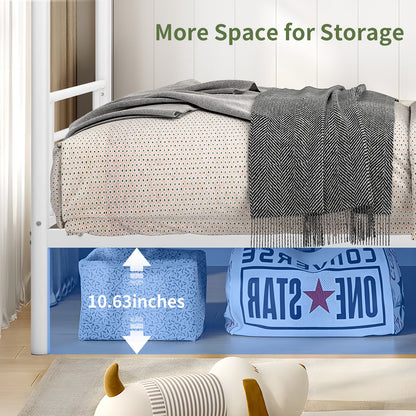 Capri Metal Twin over Twin Bunk Bed, Noise Free, Heavy-duty, 400 lbs Capacity, White