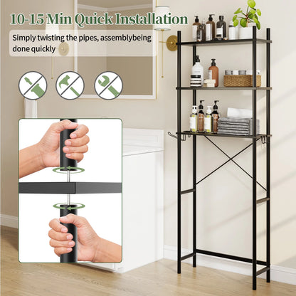 Capri 3-Shelf Over the Toilet Storage, Freestanding Metal Bathroom Organizers and Storage Shelf, Black