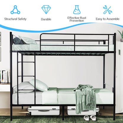 Twin-Over-Full Metal Bunk Bed with Ladder and Guardrails