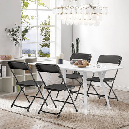 Capri Black Plastic Folding Chair 10 Pack with Steel Frame, Hold up to 350 lbs, Indoor Outdoor Portable Stackable Event Chair Commercial Seat for Dining Wedding Party Office Picnic Kitchen