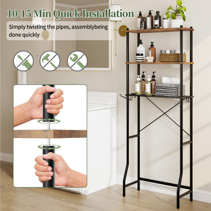Capri 3-Shelf Over the Toilet Storage, Freestanding Metal Bathroom Organizers and Storage Shelf, Rustic Brown