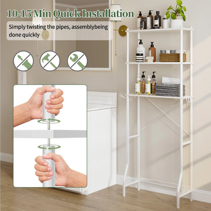 Capri 3-Shelf Over the Toilet Storage, Freestanding Metal Bathroom Organizers and Storage Shelf, White