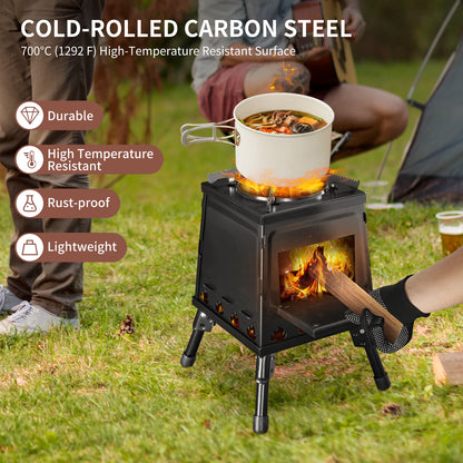 Capri Outdoor Wood Burning Stove, Portable Camping Wood Stove for Backpacking Outdoor Cooking, Easy to Carry and Assembly