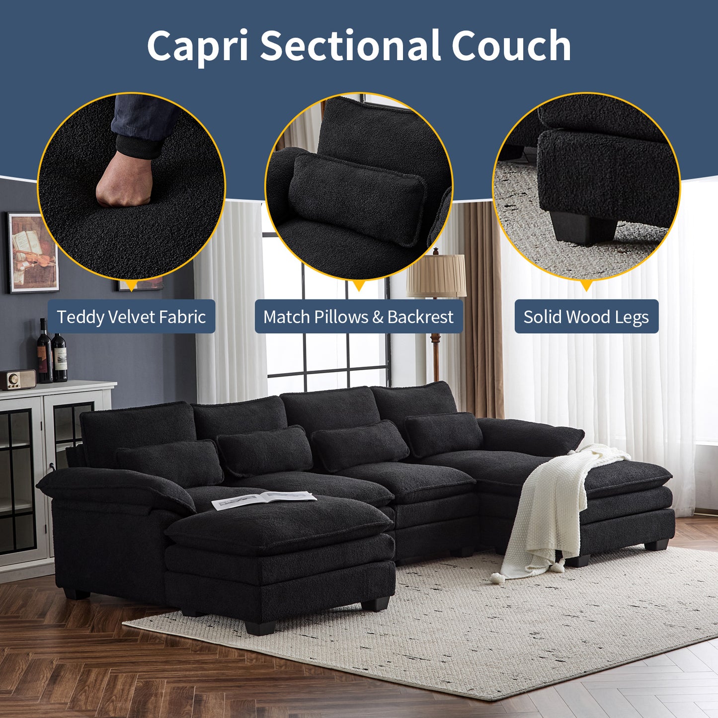 capri l-shaped sofa combination sofa with stirrups, available with dark seats