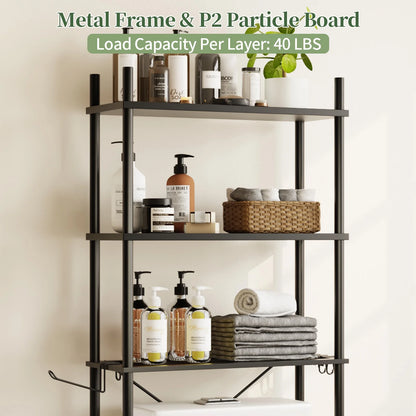Capri 3-Shelf Over the Toilet Storage, Freestanding Metal Bathroom Organizers and Storage Shelf, Black