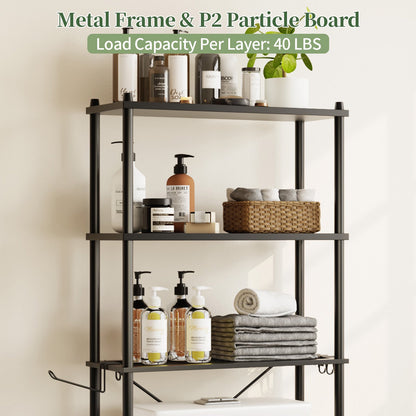 Capri 3-Shelf Over the Toilet Storage, Freestanding Metal Bathroom Organizers and Storage Shelf, Black