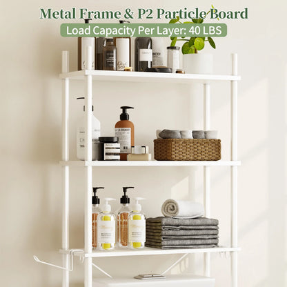 Capri 3-Shelf Over the Toilet Storage, Freestanding Metal Bathroom Organizers and Storage Shelf, White