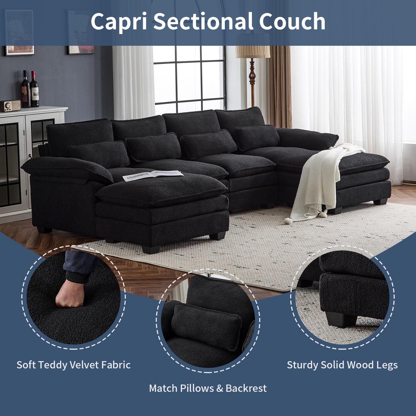 capri l-shaped sofa combination sofa with stirrups, available with dark seats