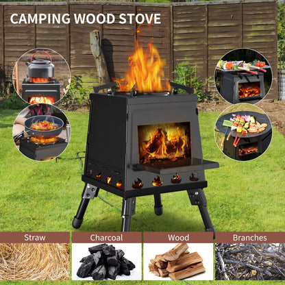 Capri Outdoor Wood Burning Stove, Portable Camping Wood Stove for Backpacking Outdoor Cooking, Easy to Carry and Assembly