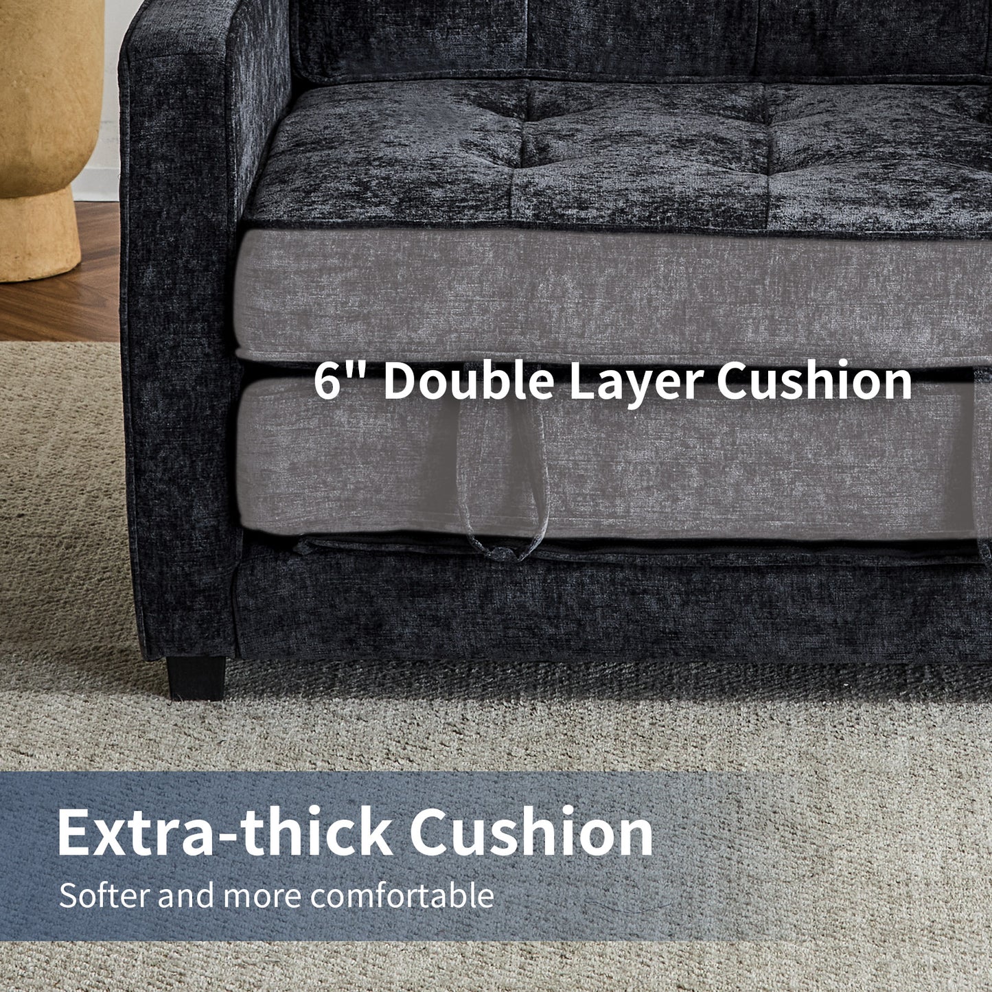capri Fabric Loveseat Sleeper Sofa with Storage Pocket