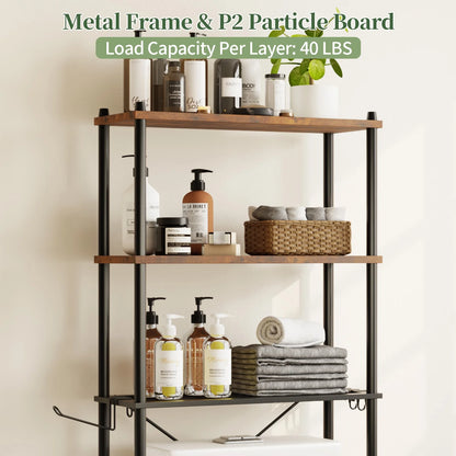 Capri 3-Shelf Over the Toilet Storage, Freestanding Metal Bathroom Organizers and Storage Shelf, Rustic Brown