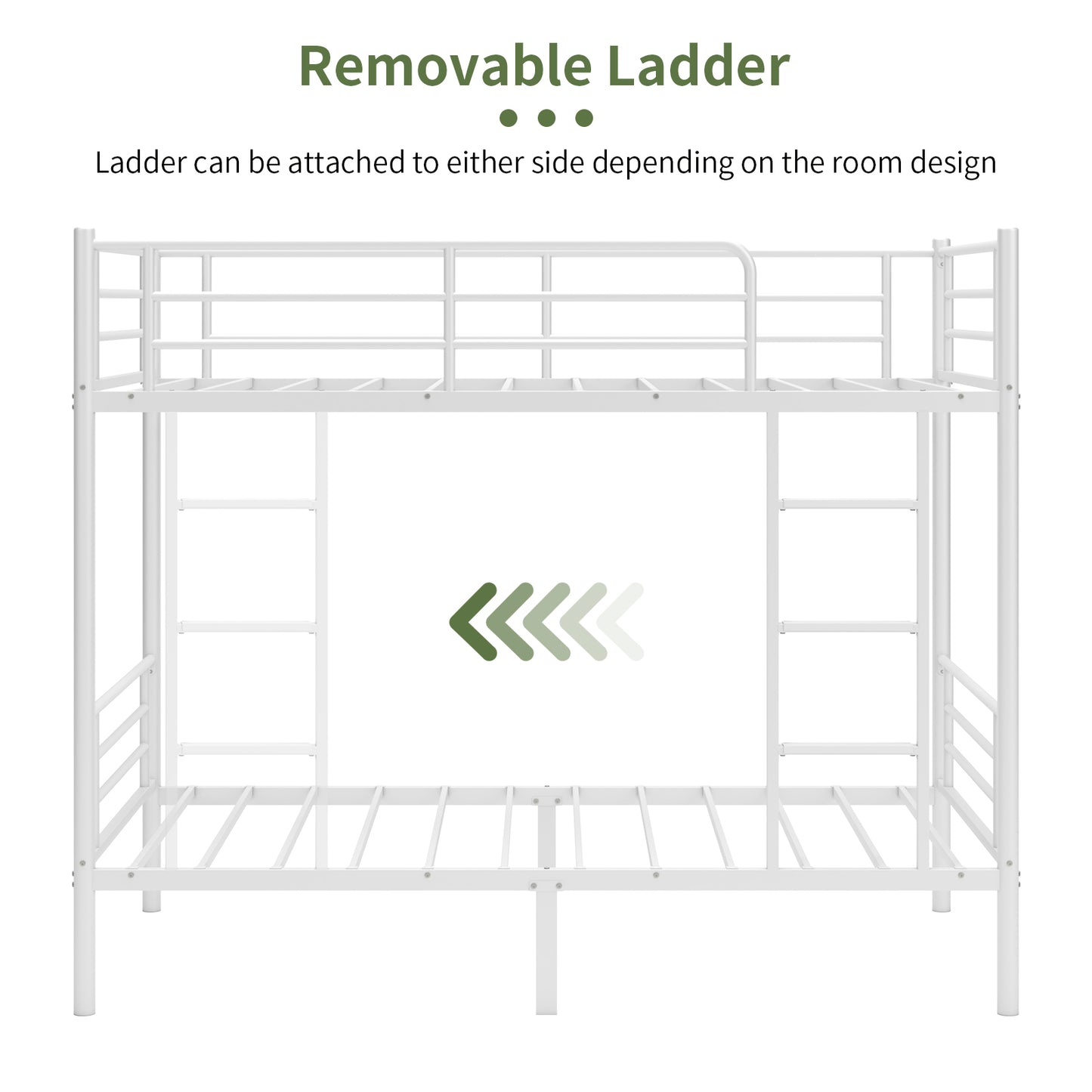 Capri Metal Twin over Twin Bunk Bed, Noise Free, Heavy-duty, 400 lbs Capacity, White