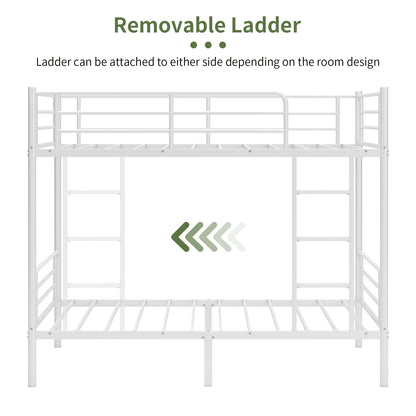 Capri Metal Twin over Twin Bunk Bed, Noise Free, Heavy-duty, 400 lbs Capacity, White