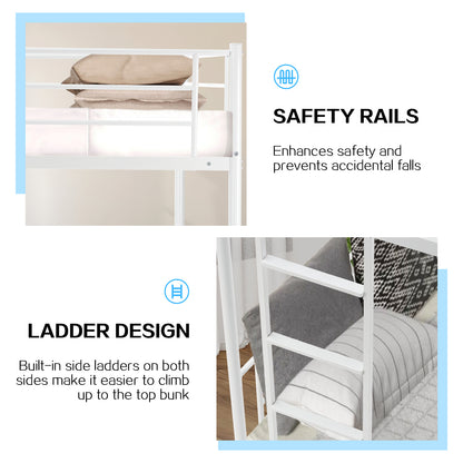 Twin-Over-Full Metal Bunk Bed with Ladder and Guardrails