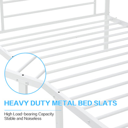 Twin-Over-Full Metal Bunk Bed with Ladder and Guardrails