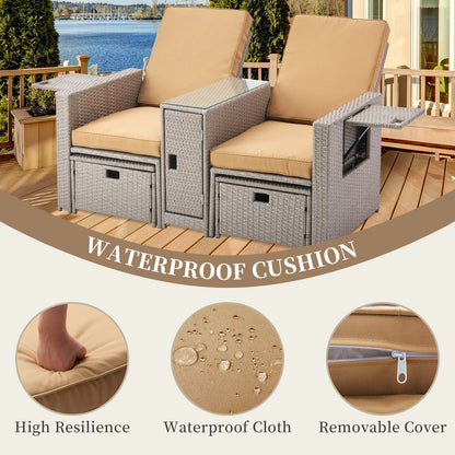 Double Wicker Sofa Set