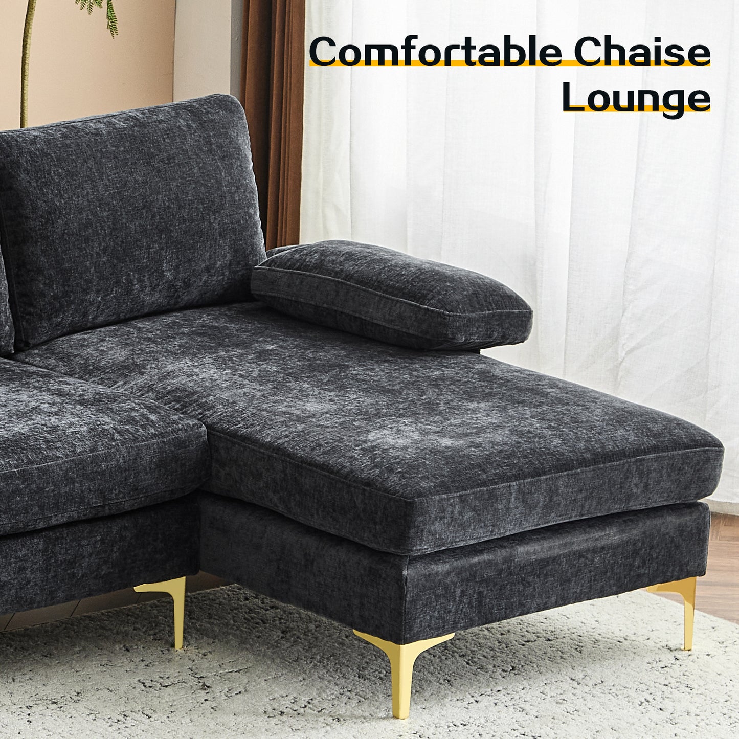 capri  Comfortable Chenille U-Shaped Sectional Sofa Couch
