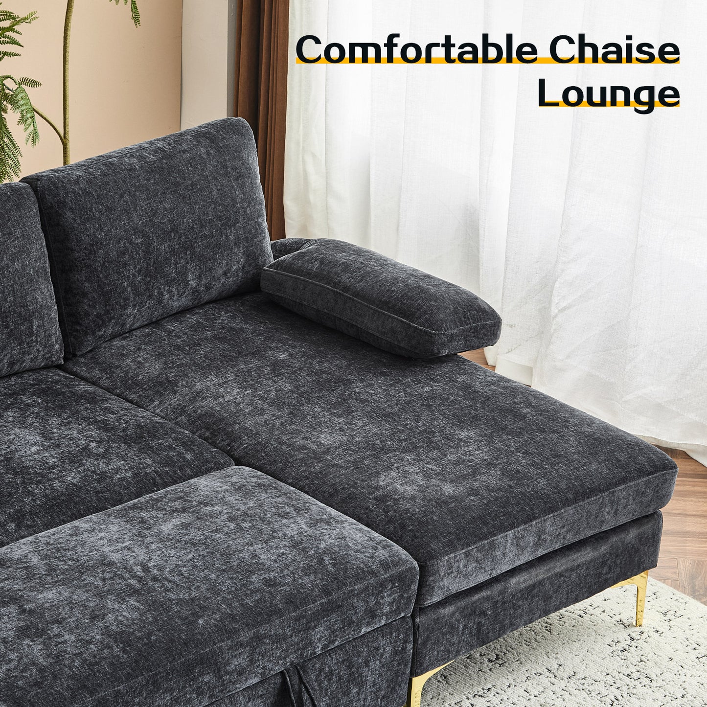 capri  Comfortable Chenille U-Shaped Sectional Sofa Couch