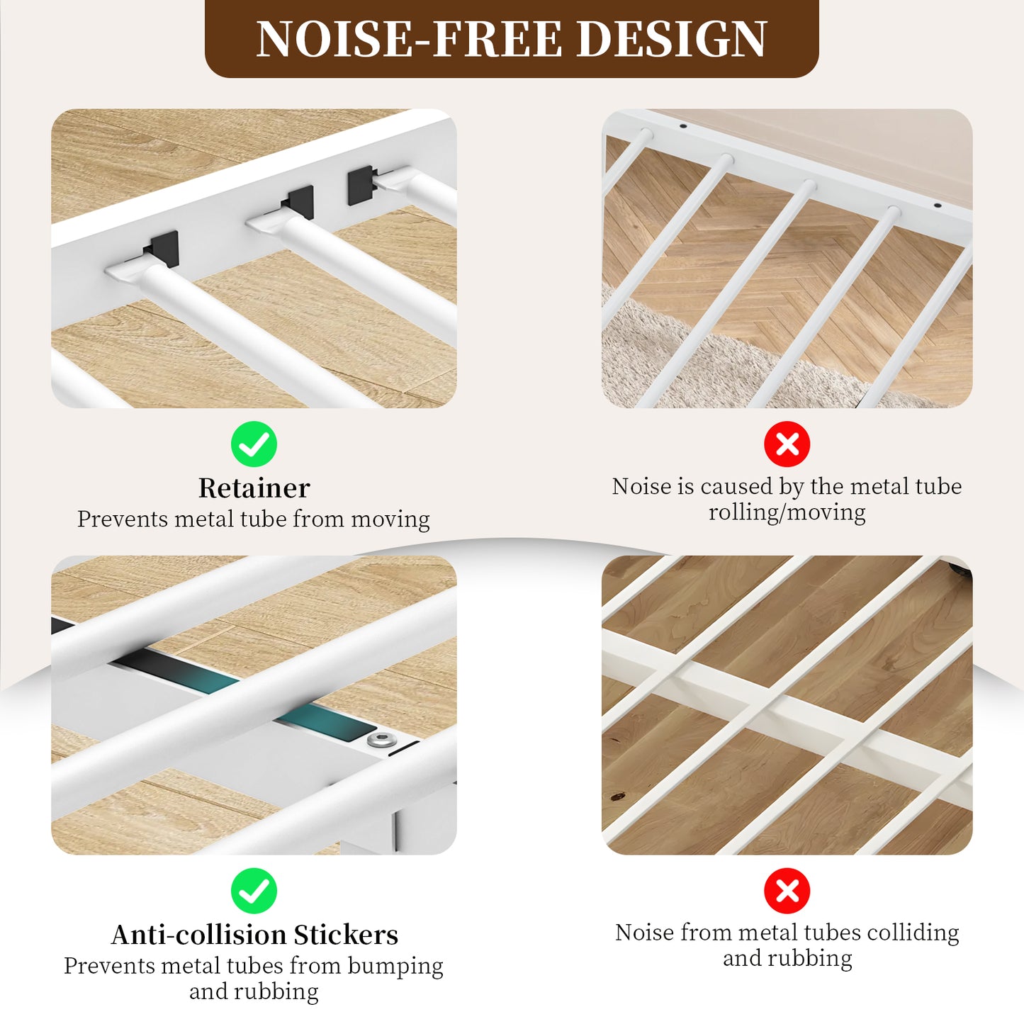 Capri Twin over Full Size Metal Bunk Bed for Teens Adult with 12" Under-Bed Storage & Ladder & Full-Length Guardrail, Space-Saving, Heavy-duty, White