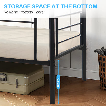 Twin-Over-Full Metal Bunk Bed with Ladder and Guardrails