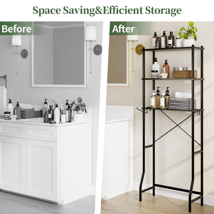 Capri 3-Shelf Over the Toilet Storage, Freestanding Metal Bathroom Organizers and Storage Shelf, Black
